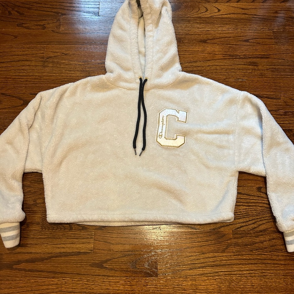 Cozy White Hooded Sweatshirt with Letter C